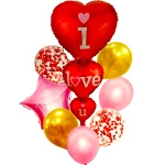 ZESTAW BALONÓW SERCE I LOVE YOU 8szt BALONY NA WALENTYNKI ZARĘCZYNY 