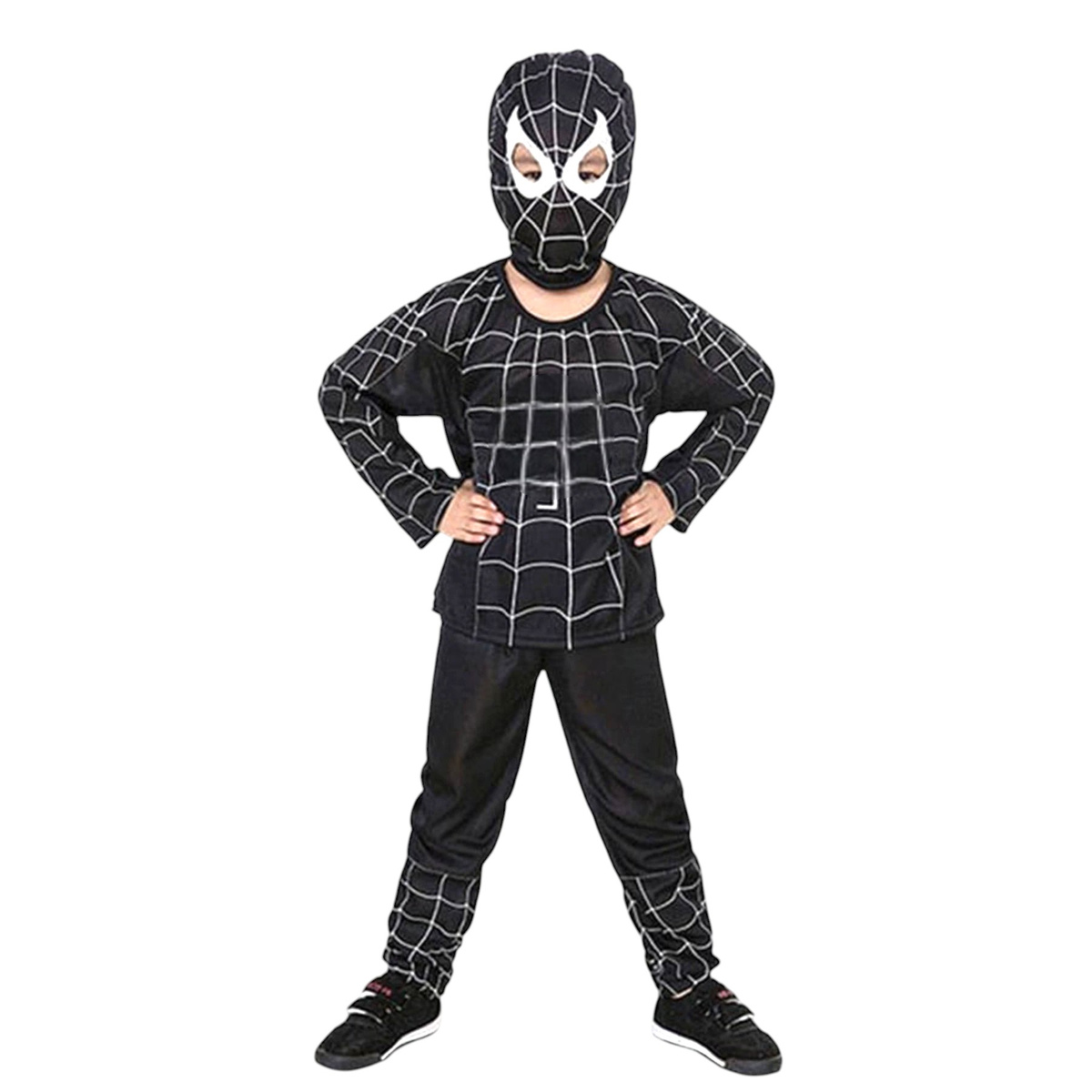 SPIDERMAN CZŁOWIEK PAJĄK MASKA 98-110 PRZEBRANIE CZARNY KOSTIUM DLA CHŁOPCA