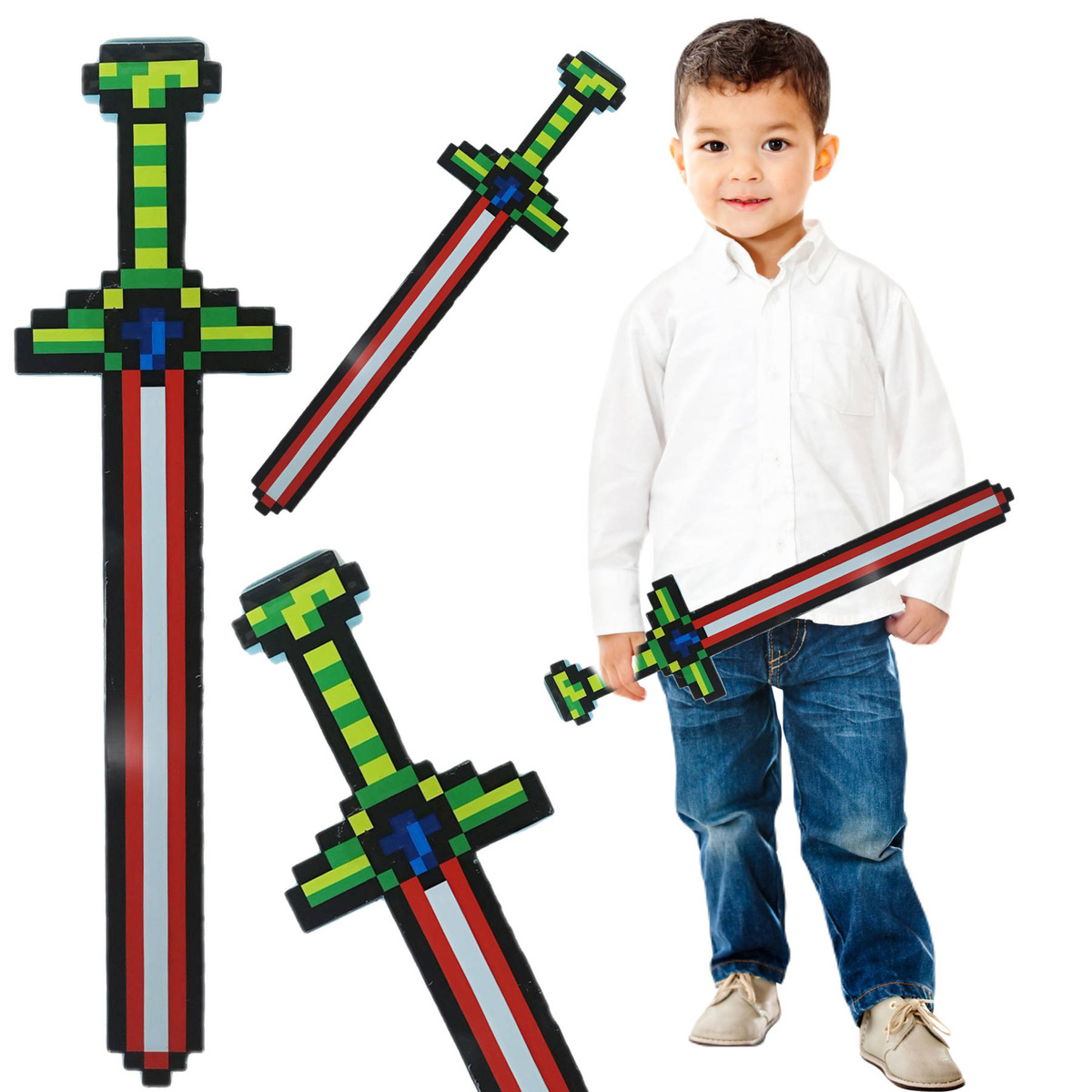 MINECRAFT MIECZ ŚWIETLNY Z GRY DŁUGI DŹWIĘK ŚWIECI GRAFIKA KOLOROWY LED