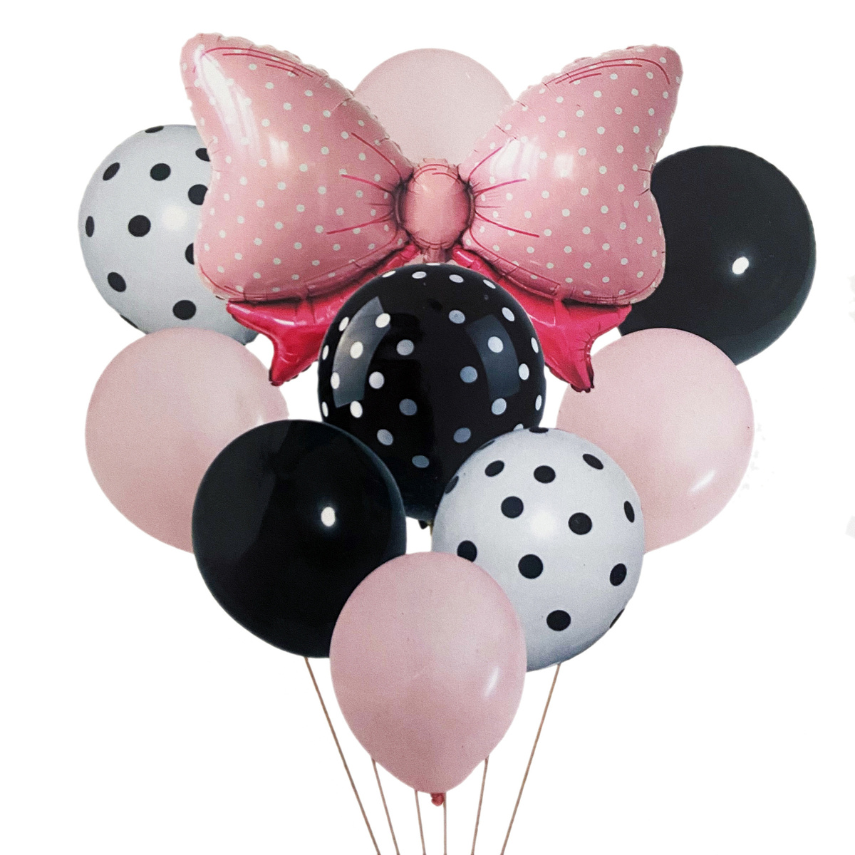 ZESTAW BALONÓW Z KOKARDĄ MINNIE BALONY NA URODZINY IMPREZĘ 10szt HEL
