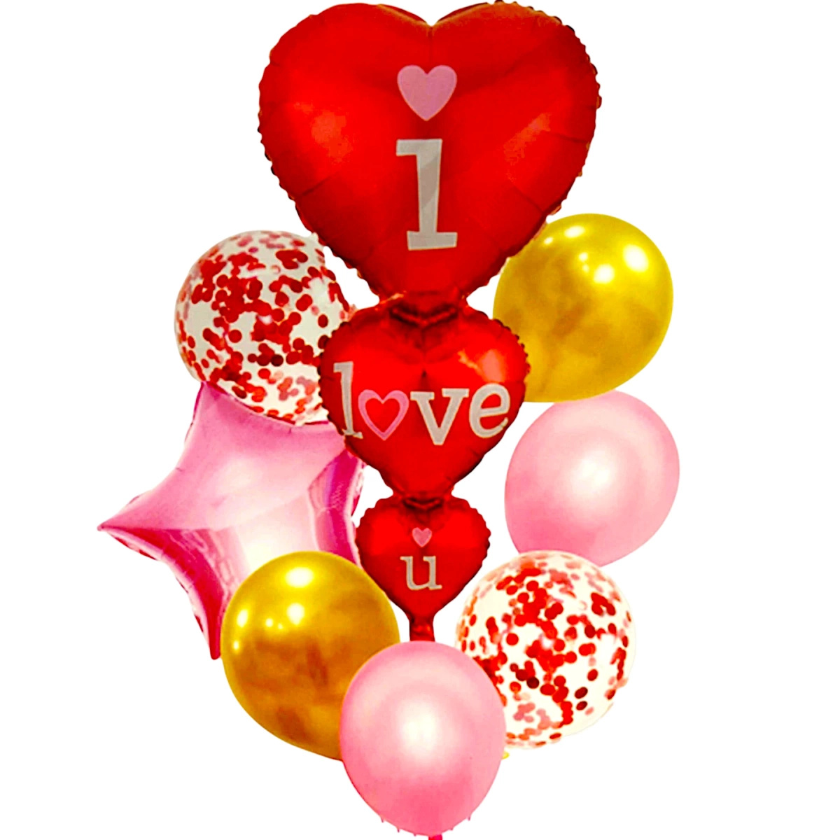 ZESTAW BALONÓW SERCE I LOVE YOU 8szt BALONY NA WALENTYNKI ZARĘCZYNY 