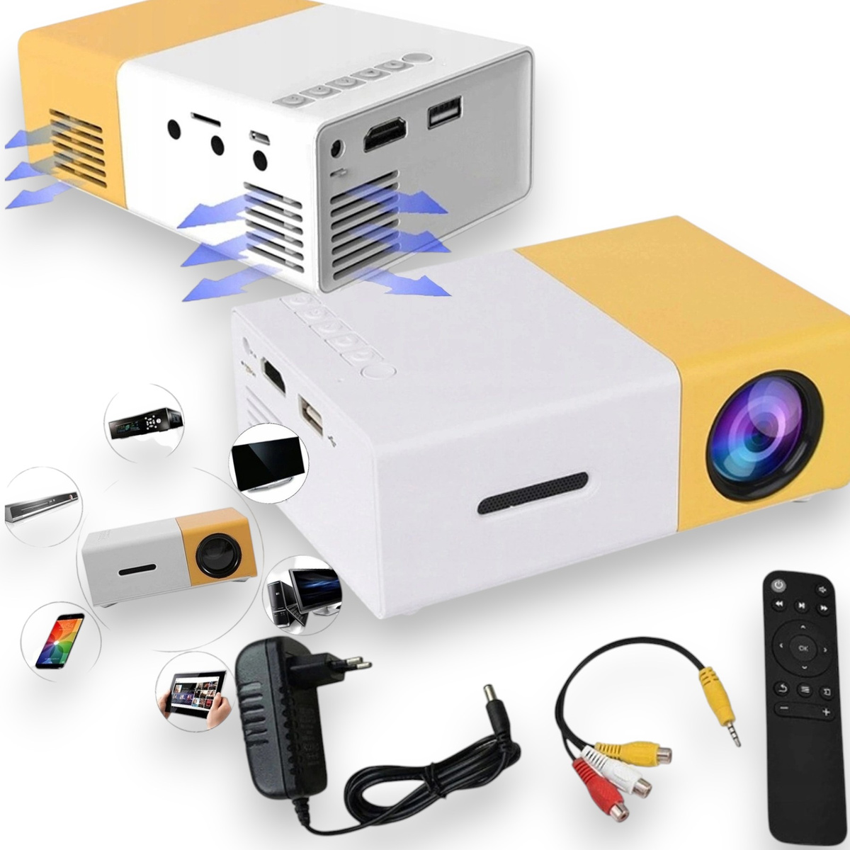 PRZENOŚNY MINI RZUTNIK PROJEKTOR LED FULL HD PRO KINO W DOMU FILMY BAJKI