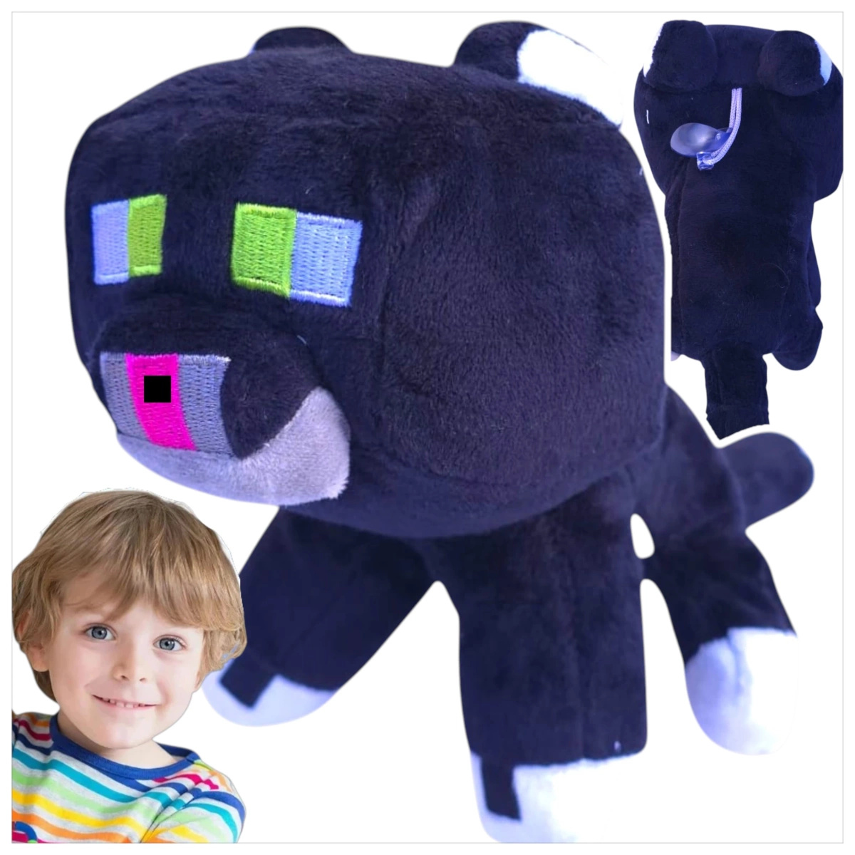 MINECRAFT KOT CZARNY PLUSZOWA MASKOTKA PLUSZAK POSTAĆ Z GRY PRZYTULANKA