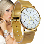 KLASYCZNY ELEGANCKI ZŁOTY ZEGAREK DAMSKI BRANSOLETA PREZENT NA CO DZIEŃ