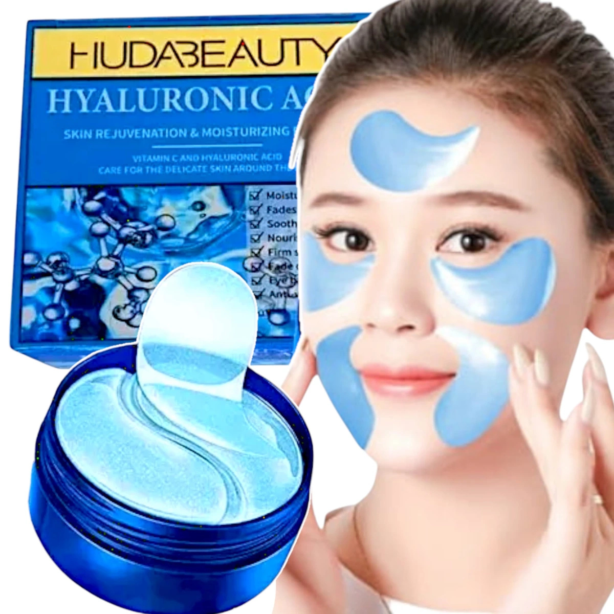 ŻELOWE PŁATKI POD OCZY Z KWASEM HIALURONOWYM I WITAMINĄ C 60szt NAWILŻAJĄCE