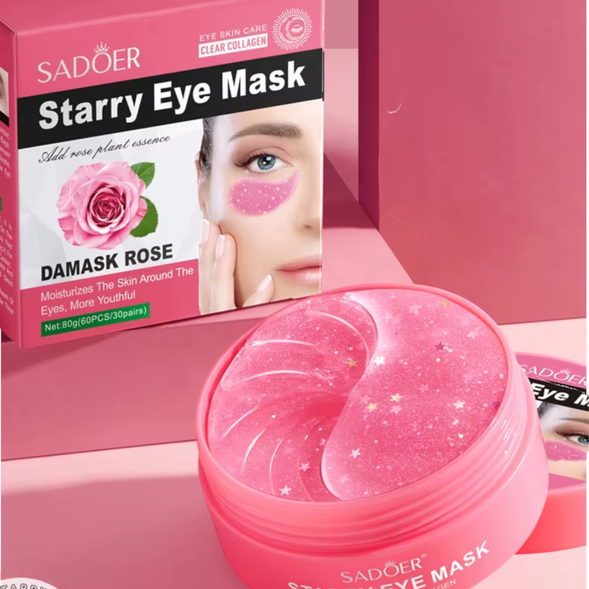 SADOER HYDROŻELOWE PŁATKI POD OCZY Z EKSTRAKTEM Z RÓŻY DAMACEŃSKIEJ 60szt.