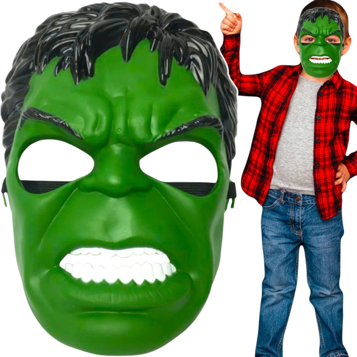 MASKA HULK DLA CHŁOPCA DLA DZIECI PRZEBRANIE SUPERBOHATER AVENGERS NA BAL