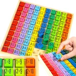 DREWNIANA TABLICZKA MNOŻENIA UKŁADANKA LOGICZNA NAUKA LICZENIA DO 100 