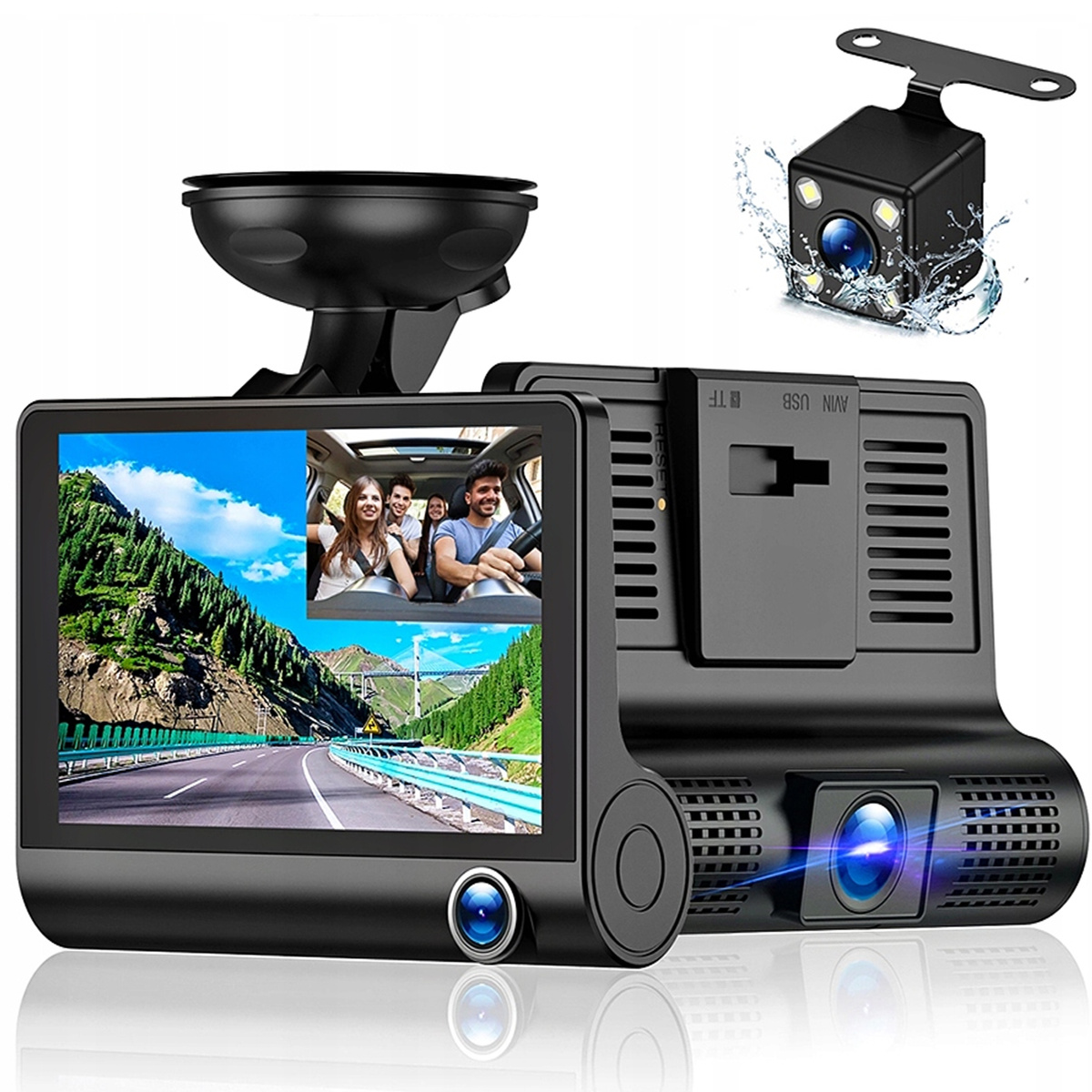 WIDEOREJESTRATOR KAMERA SAMOCHODOWA FULL HD 3KAMERY KAMERA COFANIA G-SENSOR