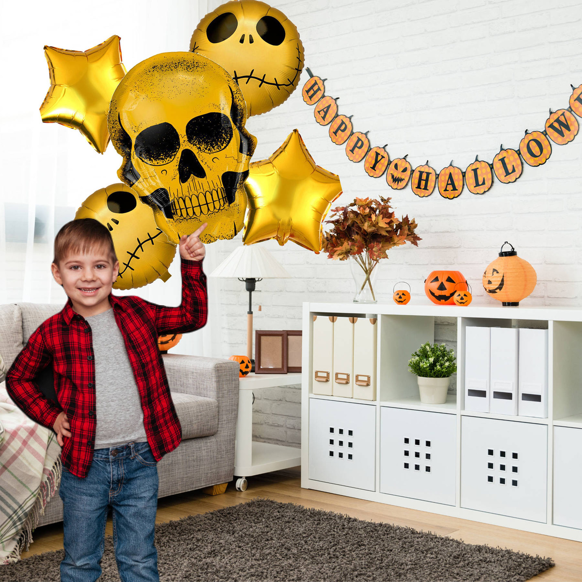 BALONY NA HALLOWEEN ZESTAW BALONÓW MIASTECZKO HALLOWEEN JACK NA IMPREZĘ 