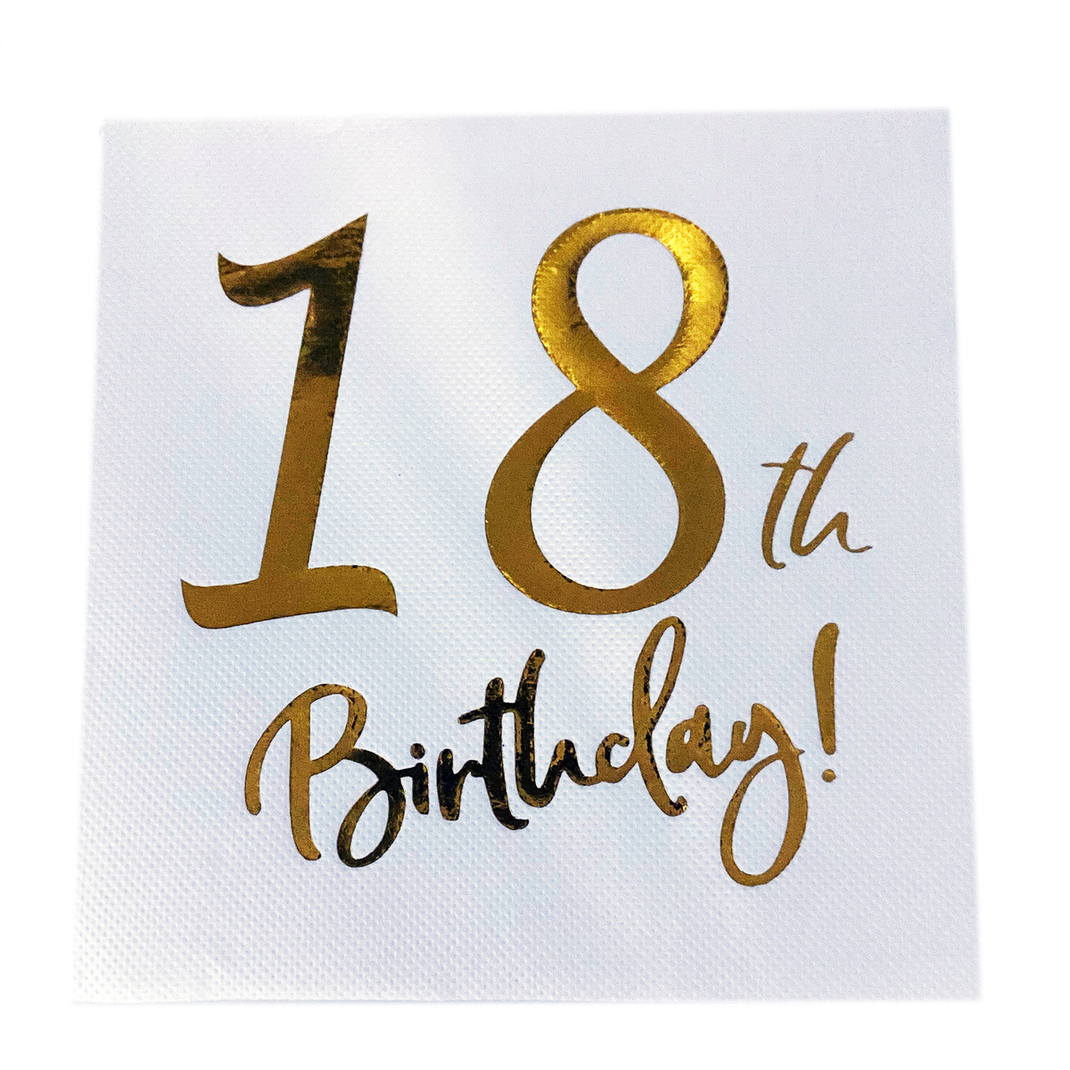 SERWETKI URODZINOWE PAPIEROWE NA 18 URODZINY OSIEMNASTKĘ 12szt. BIAŁO ZŁOTE