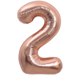 BALON FOLIOWY CYFRA 2 DWA ROSE GOLD URODZINOWY NA URODZINY JUBILEUSZ 40cm