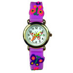 KLASYCZNY ZEGAREK DZIECIĘCY MOTYLI FIOLETOWY EDUKACYJNY NA PREZENT
