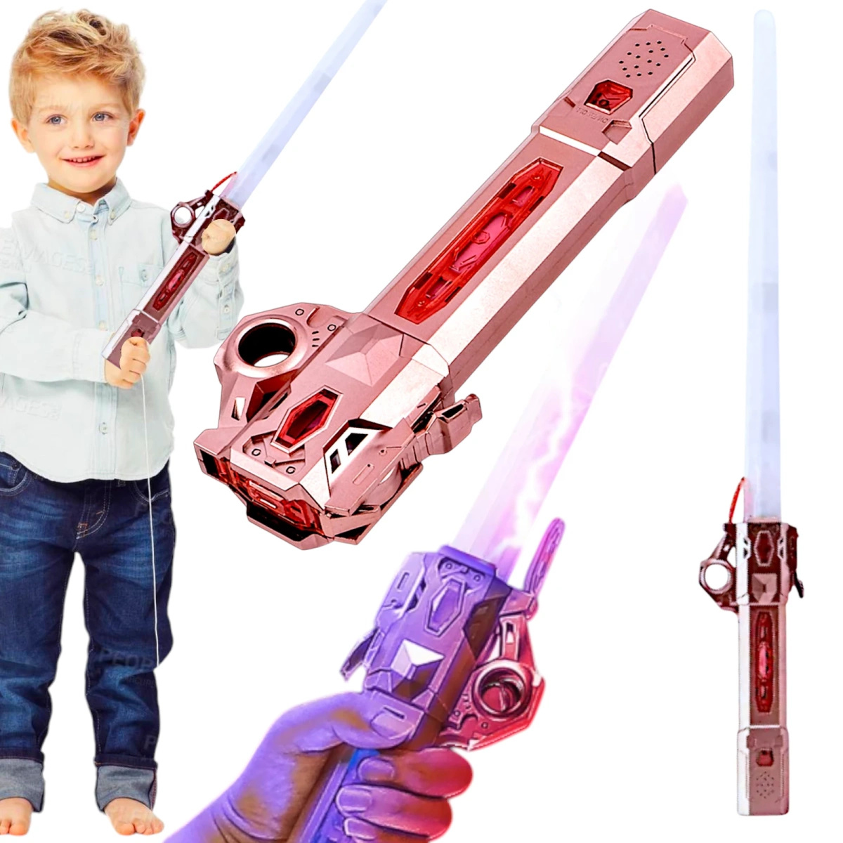 MIECZ ŚWIETLNY DLA DZIECI SAMURAJSKI SKŁADANY ŚWIECI W CIEMNOŚCI DŹWIĘK XXL