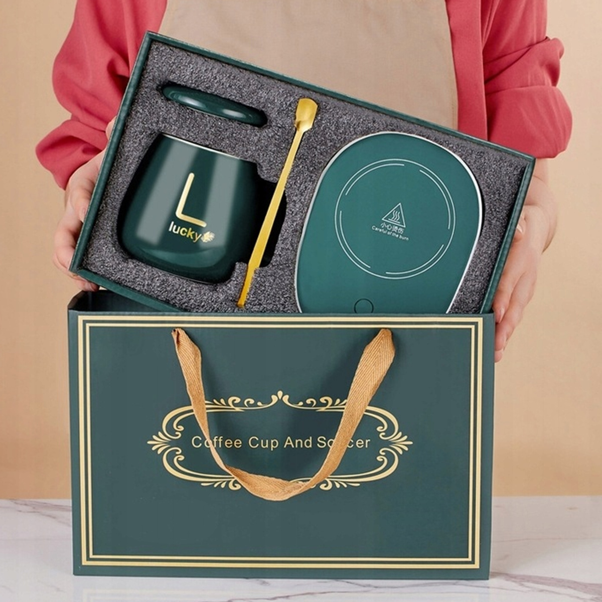 PODGRZEWACZ DO KUBKA KAWY HERBATY ZESTAW 5w1 Kubek z Podgrzewaczem