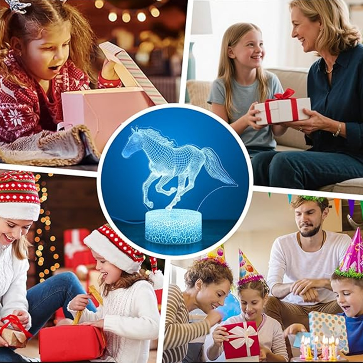 Lampka Nocna Biurkowa dla Dzieci Koń Konik Horse 16 LED 3D + Pilot