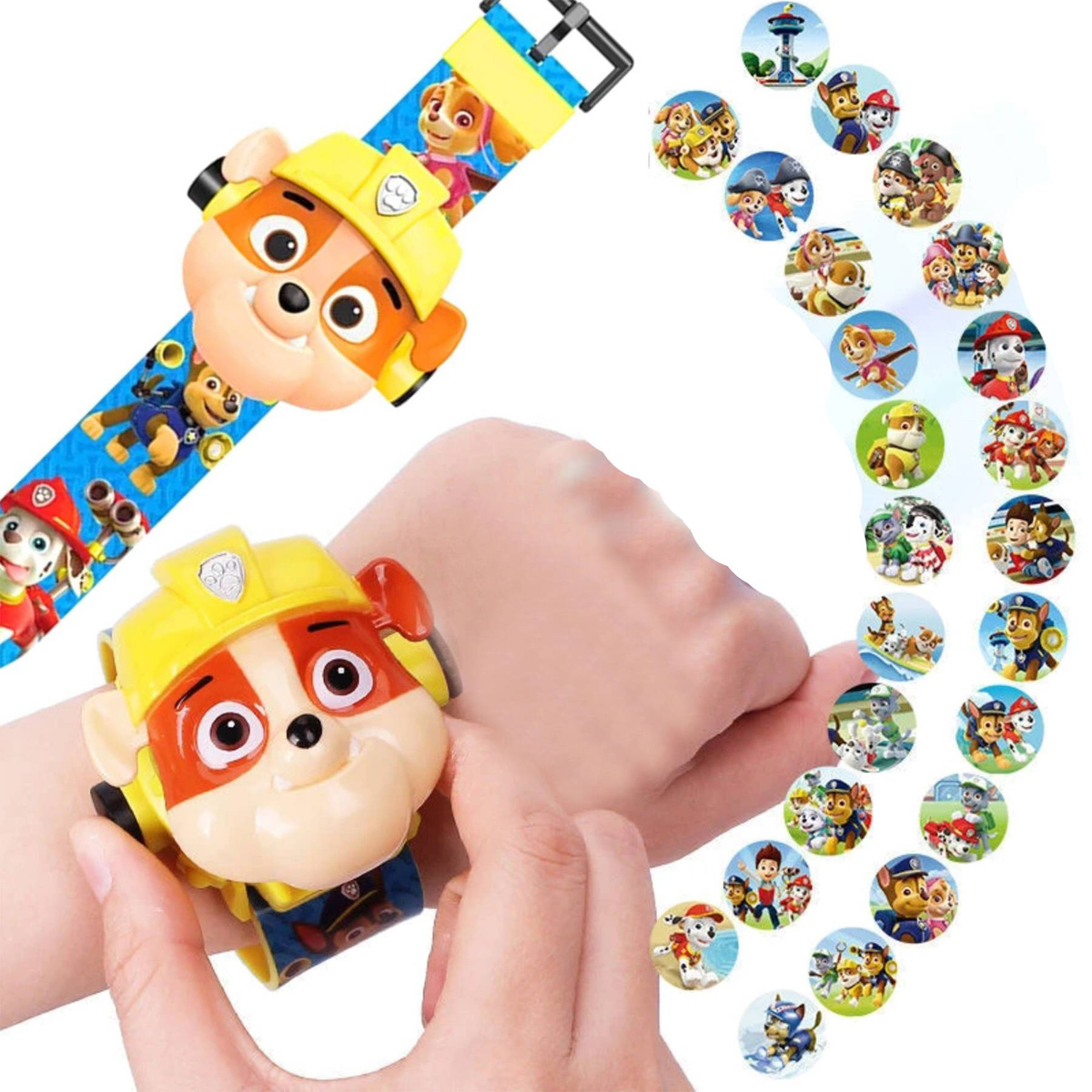 ZEGAREK 3D Z PROJEKTOREM PSI PATROL RUBBLE RZUTNIK WYŚWIETLA OBRAZ FIGURKA