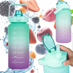 BUTELKA MOTYWACYJNA BIDON NA WODĘ ZE SŁOMKĄ Z UCHWYTEM MIARKĄ 2000ml 2 litr