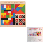 DREWNIANY TETRIS KÓŁKO I KRZYŻYK TANGRAM GRA EDUKACYJNA UKŁADANKA 3w1 GRY