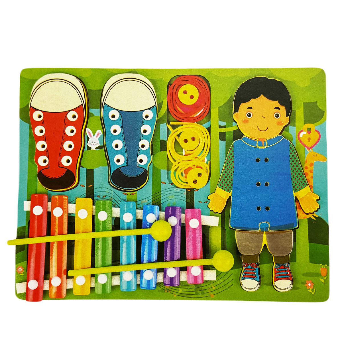 MONTESSORI ZESTAW EDUKACYJNY GRA 5w1 SZNUROWANKA CYMBAŁKI BUTY PRZEPLATANKA