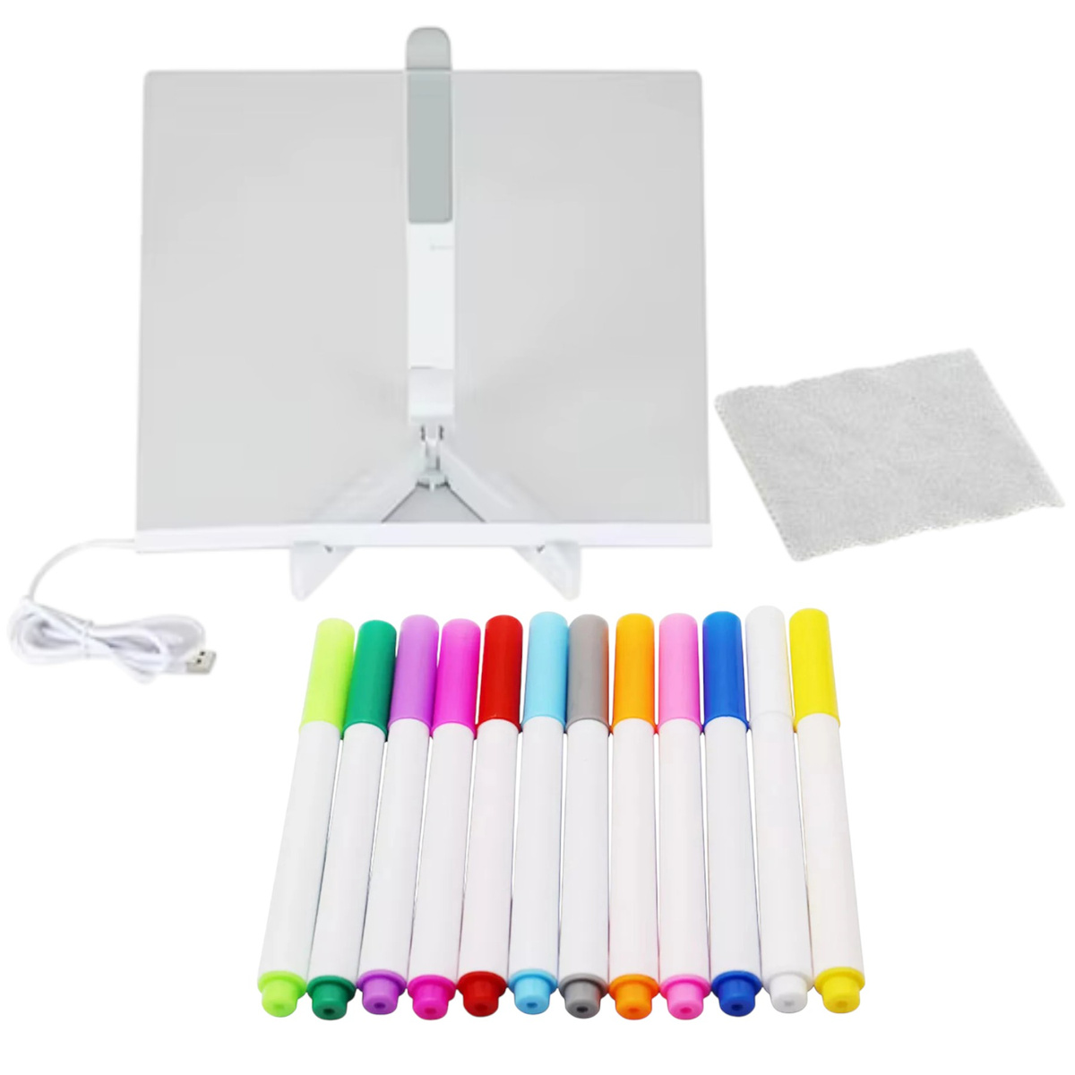 PODŚWIETLANA TABLICA DO RYSOWANIA - ŚWIECĄCA LED + MARKERY