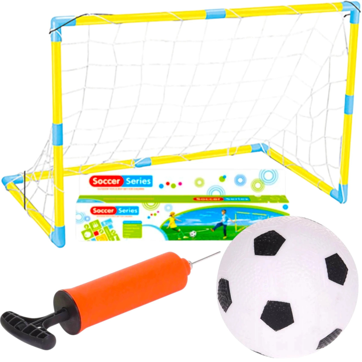 BRAMKA PIŁKARSKA DLA DZIECI ZESTAW TRENINGOWY PIŁKA NOŻNA POMPKA + PIŁKA 