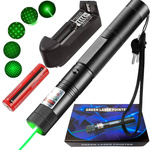 MOCNY WSKAŹNIK LASEROWY LASER POINTER ZIELONY AKU + ŁADOWARKA I NAKŁADKA