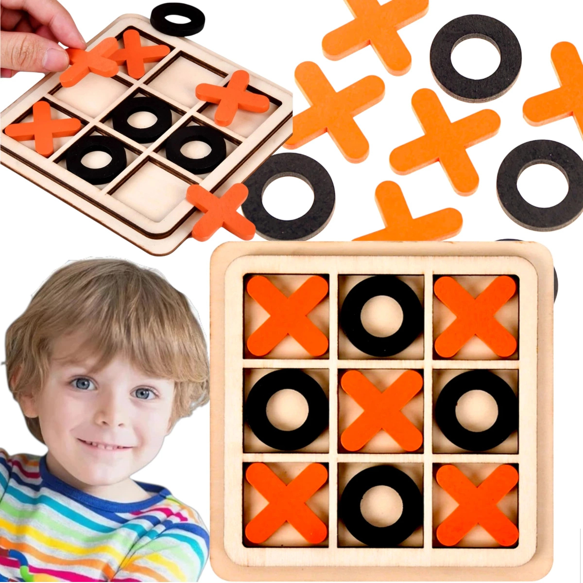 GRA KÓŁKO I KRZYŻYK DREWNIANA DLA DZIECI I DOROSŁYCH LOGICZNA UKŁADANKA 