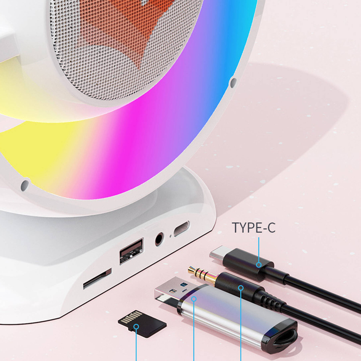 ZESTAW KARAOKE 2 MIKROFONY BEZPRZEWODOWY PRZENOŚNY GŁOŚNIK BLUETOOTH LED 