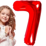 BALON FOLIOWY CYFRA 7 CZERWONY URODZINOWY NA URODZINY JUBILEUSZ 80cm