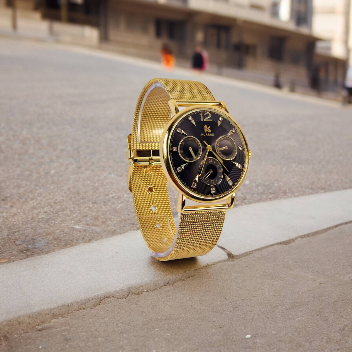 KLASYCZNY ELEGANCKI ZŁOTY ZEGAREK DAMSKI BRANSOLETA PREZENT NA CO DZIEŃ