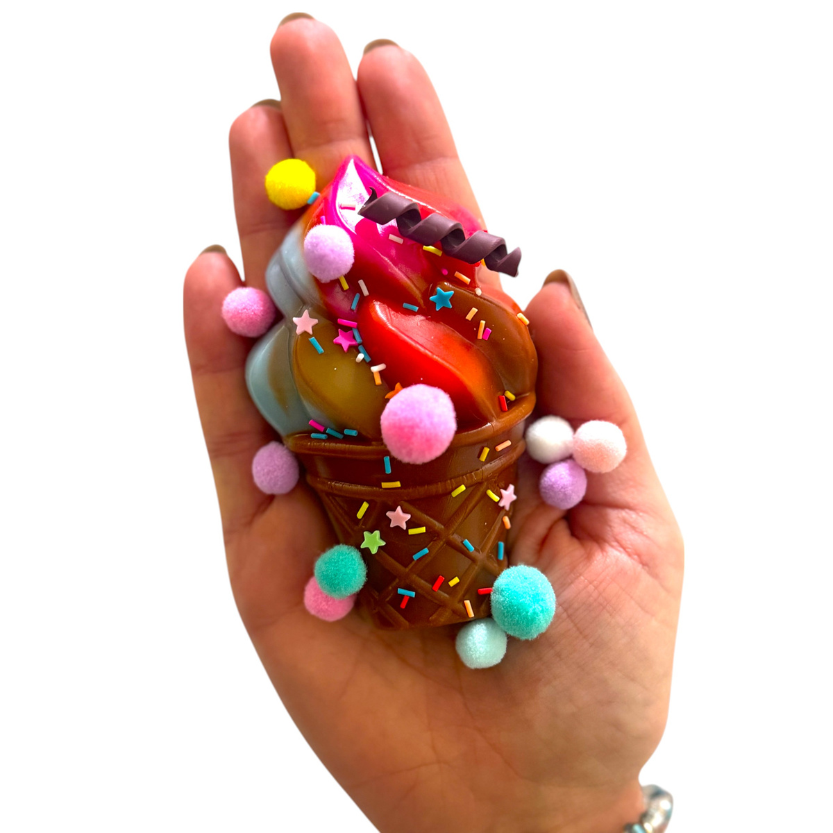 GNIOTEK ANTYSTRESOWY SENSORYCZNY LÓD Z POSYPKĄ SQUISHY RÓŻEK Z LODAMI