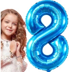 BALON FOLIOWY CYFRA 8 NIEBIESKI NA URODZINY IMPREZĘ JUBILEUSZ 100cm