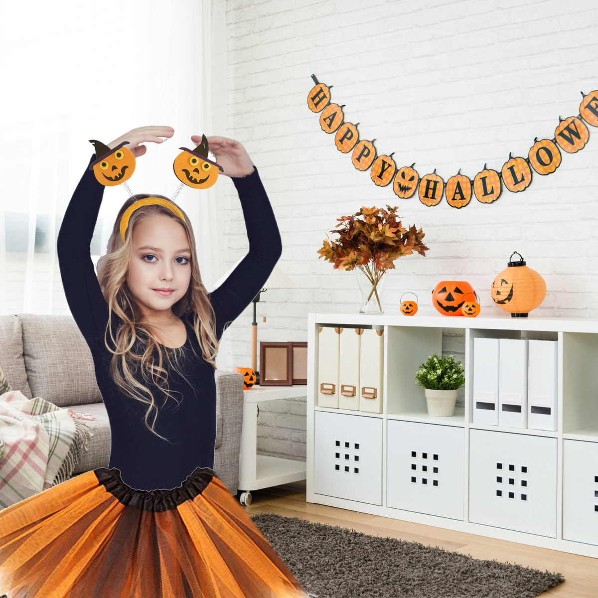 STRÓJ DLA  DZIEWCZYNKI 3w1 DYNIA KOSTIUM ZESTAW 2W1 SPÓDNICZKA OPASKA BAL