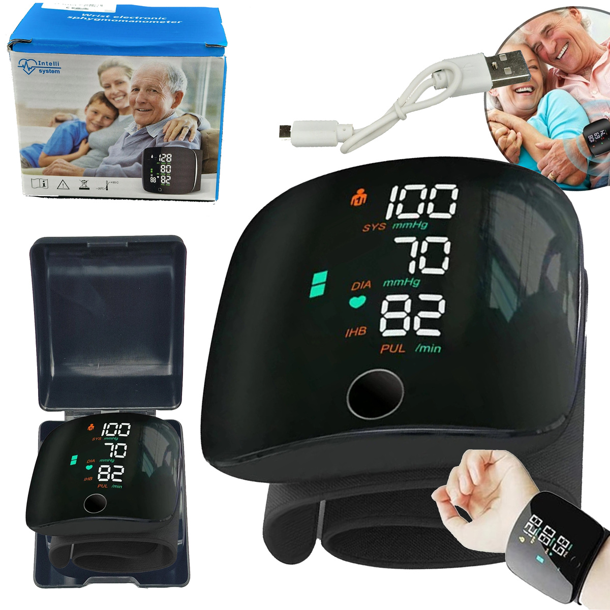 CIŚNIENIOMIERZ NADGARSTKOWY MÓWI ARYTMIA  ELEKTRONICZNY ETUI AKUMULATOR 