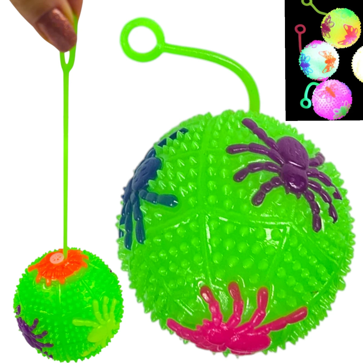 ŚWIECĄCA PIŁECZKA SENSORYCZNA Z GUMKĄ ANTYSTRESOWA PIŁKA ZABAWKA ŚWIECI LED