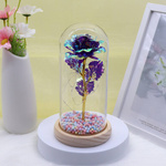 WIECZNA RÓŻA W SZKLE PREZENT NA WALENTYNKI ŚWIECĄCA LED PUDEŁKO PREZENT