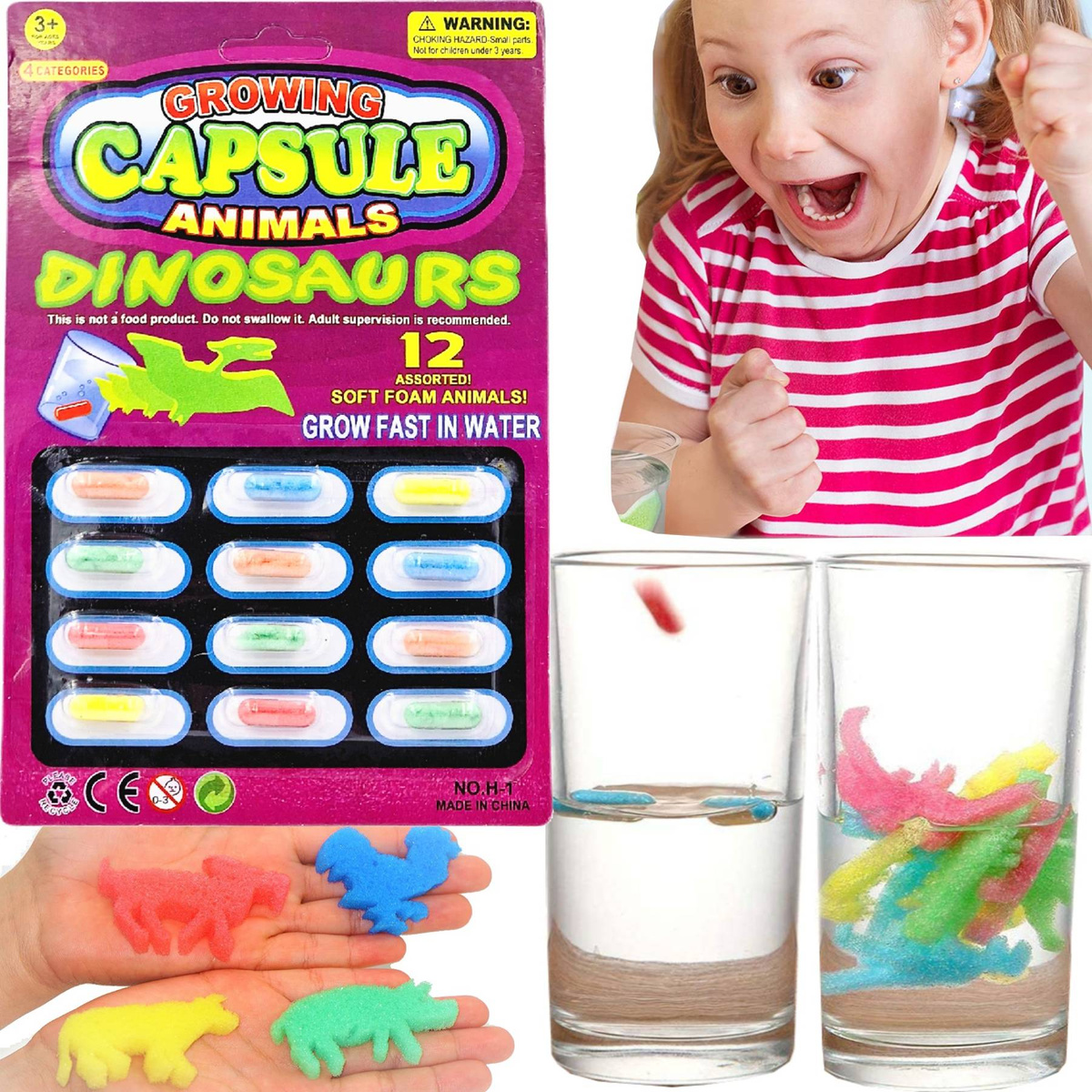 MAGICZNE KAPSUŁKI ROSNĄCE W WODZIE DINOZAURY 12 SZTUK DO KĄPIELI W WANNIE