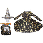 STRÓJ DLA DZIEWCZYNKI NA HALLOWEEN NA BAL PELERYNA KAPELUSZ SUKIENKA 2w1 L