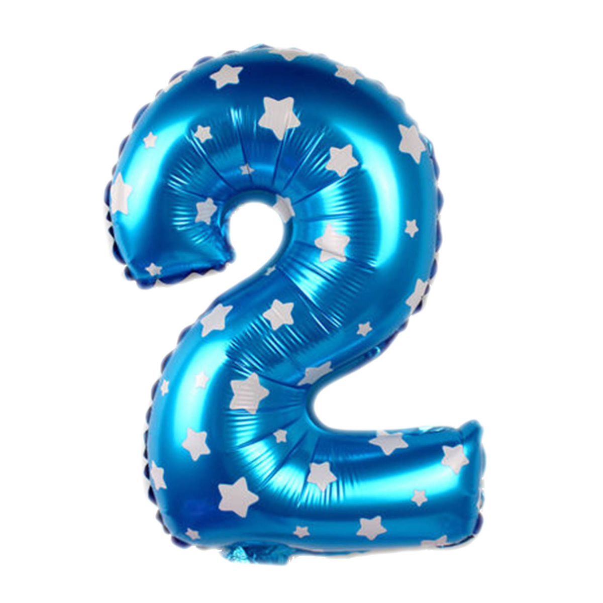 BALON FOLIOWY CYFRA 2 NIEBIESKI W GWIAZDKI NA URODZINY DLA DZIECI 100cm