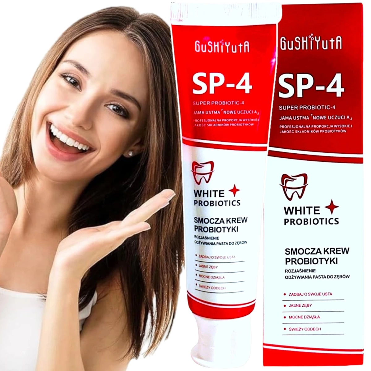 GUSHIYUTA WYBIELAJĄCA PASTA ZE SMOCZĄ KRWIĄ Z PROBIOTYKIEM 100g BEZ FLUORU