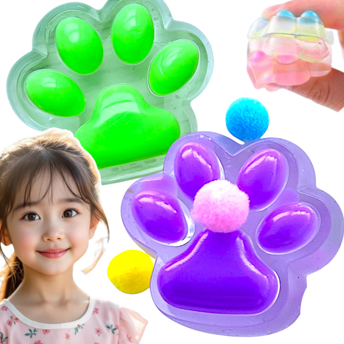 GNIOTEK KOCIA ŁAPKA SQUISHY ZESTAW 2 SZTUKI ZABAWKA ANTYSTRESOWA PSIA ŁAPA