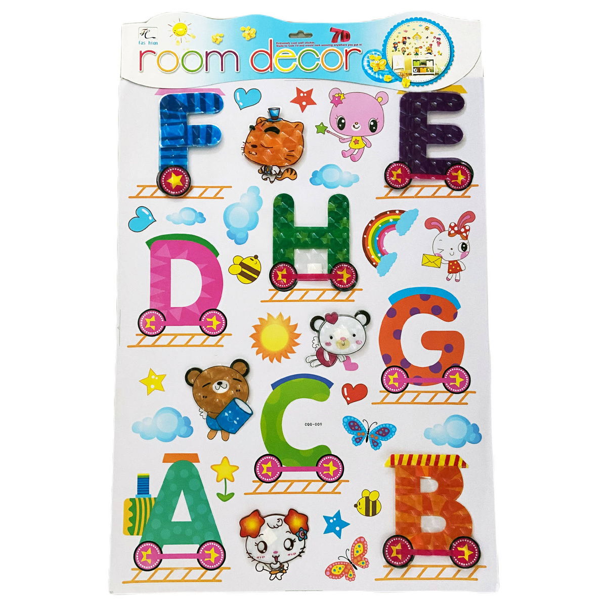 NAKLEJKI 3D NA ŚCIANĘ DLA DZIECI ALFABET ZWIERZĘTA OZDOBA POKOJU NA ŚCIANĘ
