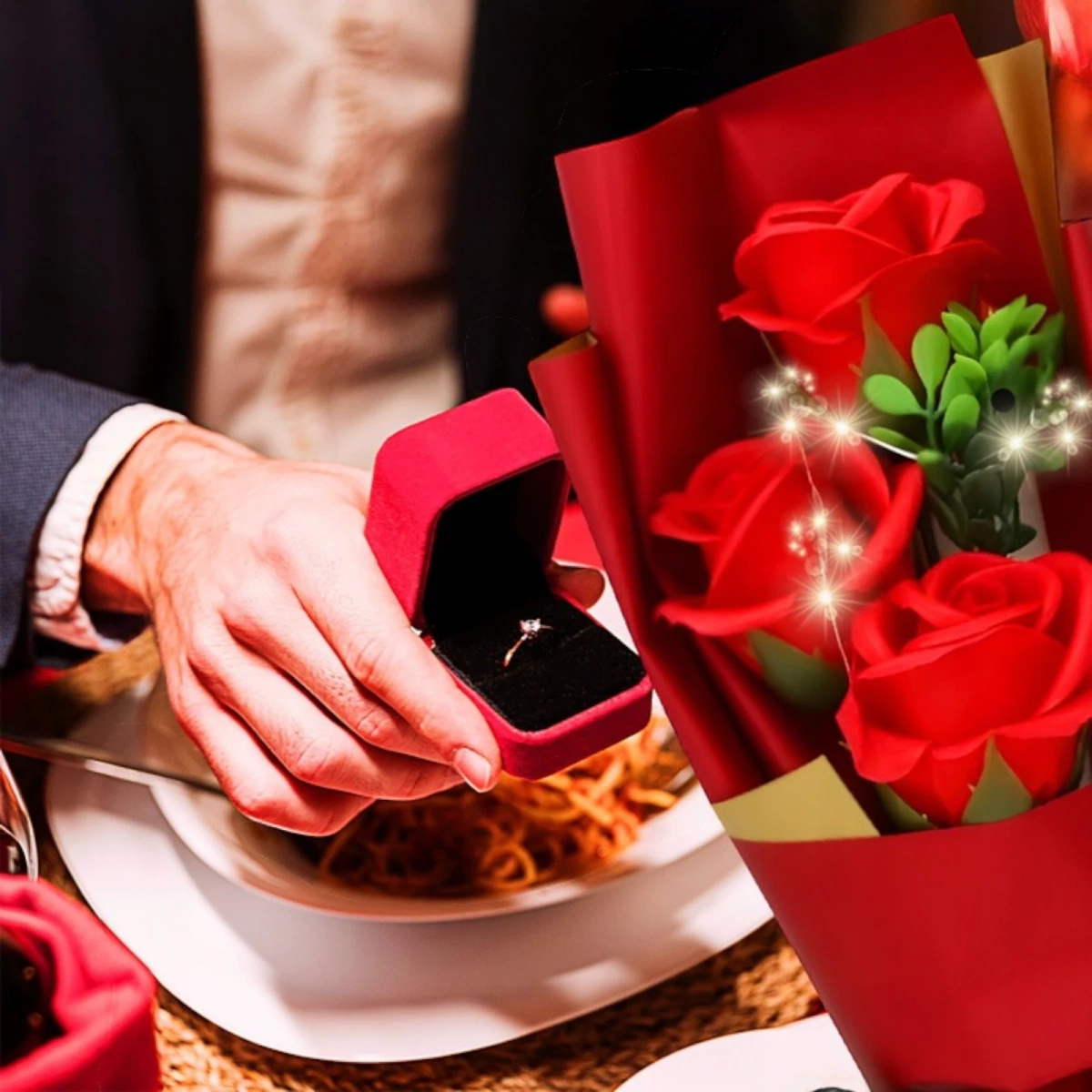 WIECZNA RÓŻA W PUDEŁKU ŚWIĘCĄCA FLOWER BUKIET RÓŻ NA PREZENT NA DZIEŃ MATKI