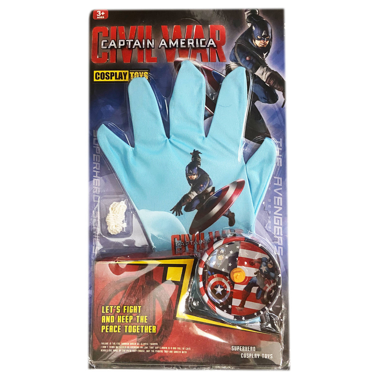 KAPITAN AMERYKA ZESTAW 2w1 RĘKAWICA JOJO DO STROJU ZABAWKA YOYO AVENGERS