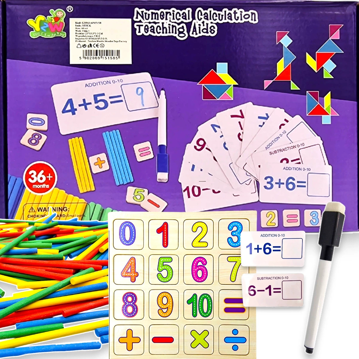 DREWNIANE PATYCZKI DO NAUKI LICZENIA KARTY NAUKA CYFRY ZADANIA MATEMATYKA