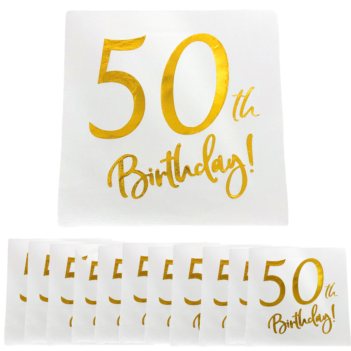 SERWETKI PAPIEROWE NA 50 URODZINY ELEGANCKIE ZŁOTY NAPIS 50-TKA 12szt