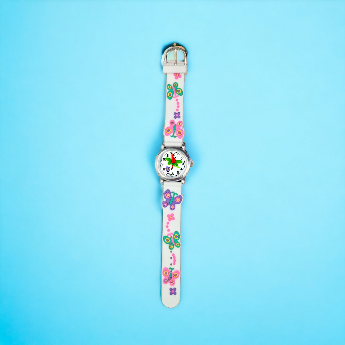 ZEGAREK DZIECIĘCY DZIEWCZYNKI BIAŁY MOTYLKI EDU