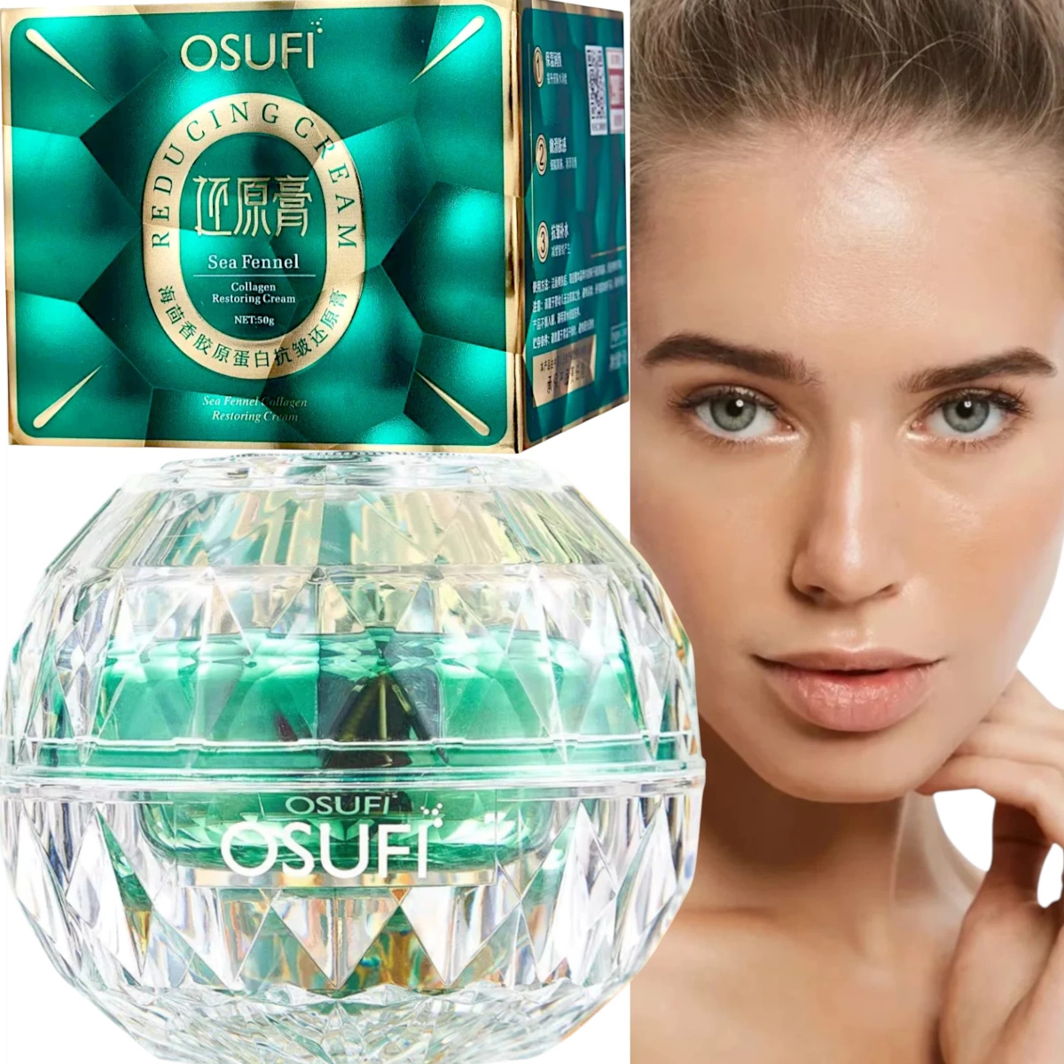 OSUFI KREM DO TWARZY Z KOPREM MORSKIM 50g REWITALIZACJA I NAWILŻENIE