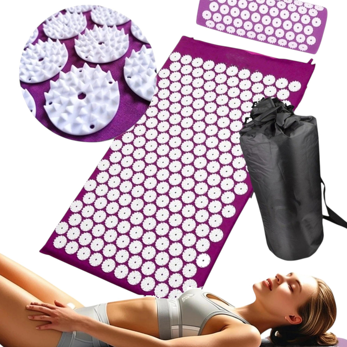 MATA DO AKUPRESURY DO MASAŻU Z KOLCAMI ZDROWOTNA RELAKSUJĄCA PODUSZKA TORBA